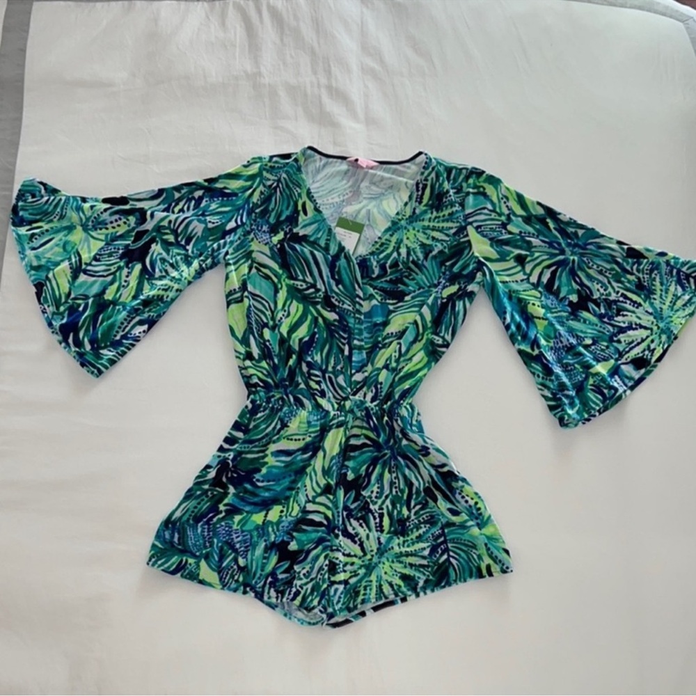 Lilly Pulitzer Green and Blue One Piece with Bell Sleeves